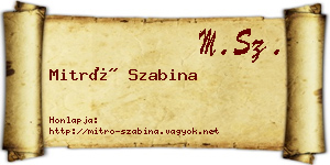 Mitró Szabina névjegykártya